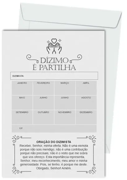 Envelope dízimo personalizado.
