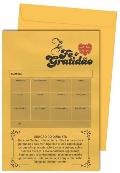 Envelope dízimo personalizado.