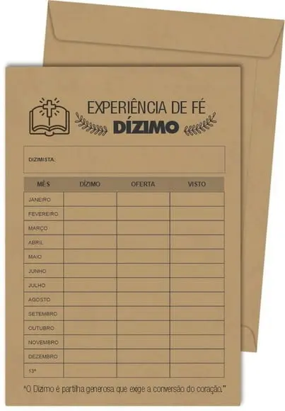 Envelope dízimo personalizado.