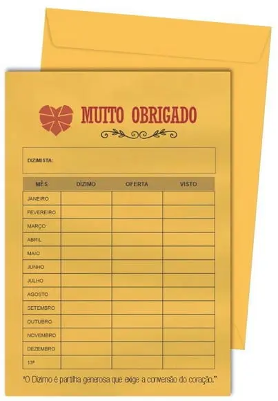 Envelope dízimo personalizado.