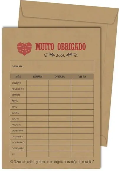 Envelope dízimo personalizado.