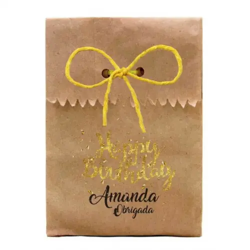 FESTAS - SAQUINHO PAPEL PERSONALIZADO. C/ FURO E CORDÃO