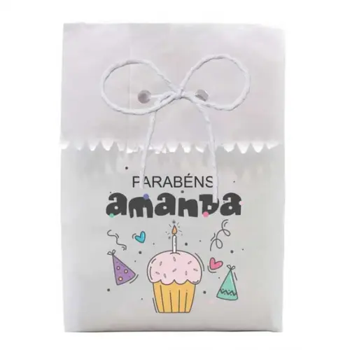 FESTAS - SAQUINHO PAPEL PERSONALIZADO. C/ FURO E CORDÃO