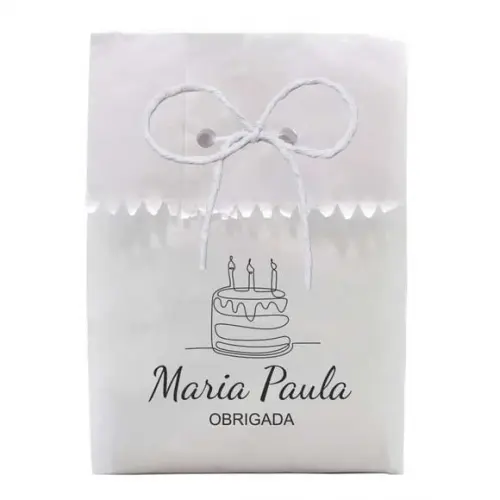 FESTAS - SAQUINHO PAPEL PERSONALIZADO. C/ FURO E CORDÃO