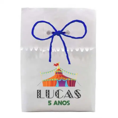INFANTIL - SAQUINHO PAPEL PERSONALIZADO. C/ FURO E CORDÃO