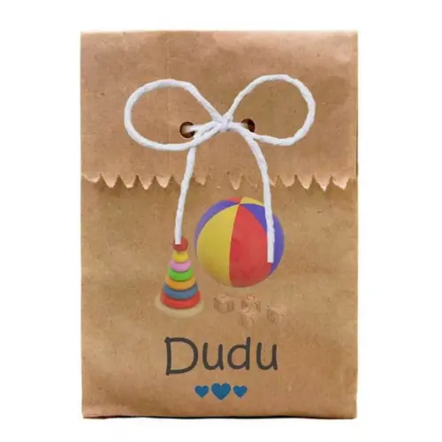 INFANTIL - SAQUINHO PAPEL PERSONALIZADO. C/ FURO E CORDÃO