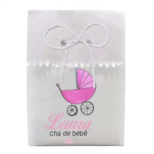 INFANTIL - SAQUINHO PAPEL PERSONALIZADO. C/ FURO E CORDÃO