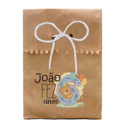 INFANTIL - SAQUINHO PAPEL PERSONALIZADO. C/ FURO E CORDÃO