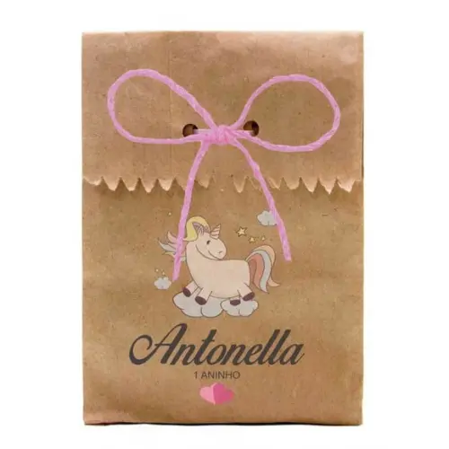 INFANTIL - SAQUINHO PAPEL PERSONALIZADO. C/ FURO E CORDÃO
