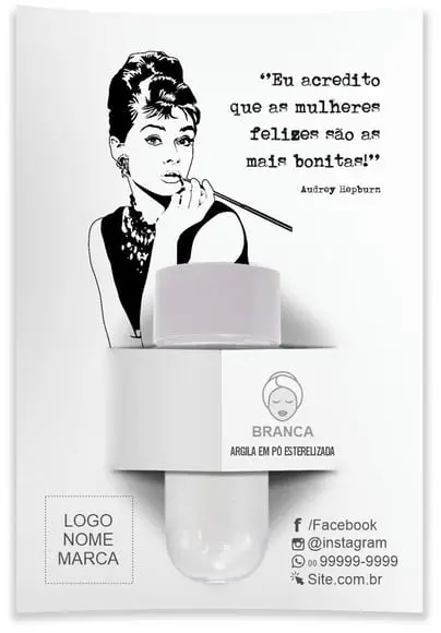 Kit Argila Facial Personalizado, Audrey. Cor Branca.