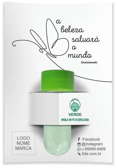 Kit Argila Facial Personalizado, Borboleta. Cor Verde.