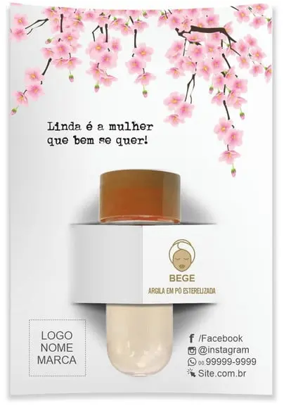 Kit Argila Facial Personalizado, Cerejeira. Cor Bege.