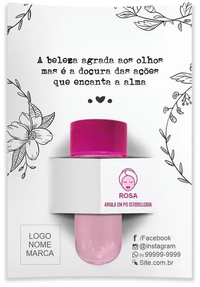 Kit Argila Facial Personalizado, Floral. Cor Rosa.