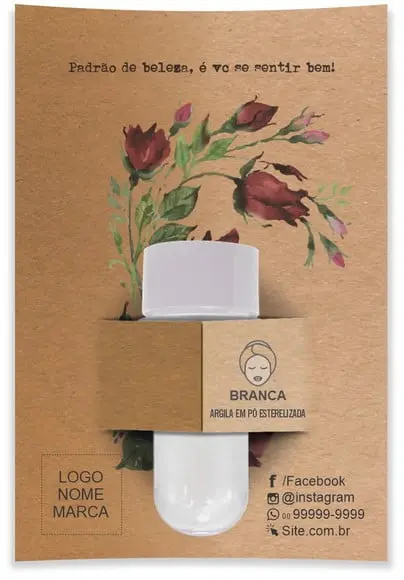 Kit Argila Facial Personalizado, Rosas. Cor Branca.