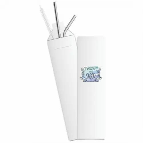 Kit Canudo Inox c/ 3 Pçs + Embalagem Personalizados