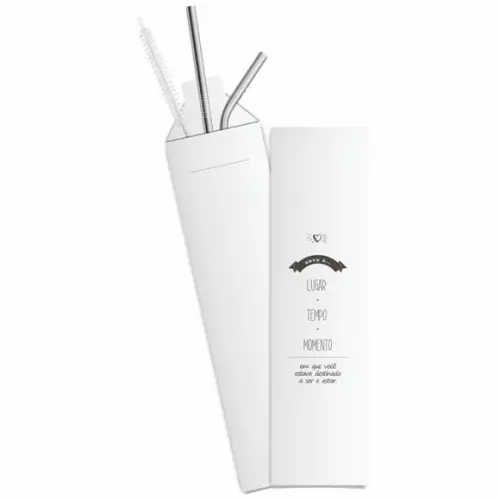 Kit Canudo Inox c/ 3 Pçs + Embalagem Personalizados