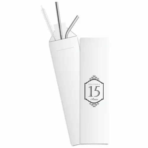 Kit Canudo Inox c/ 3 Pçs + Embalagem Personalizados