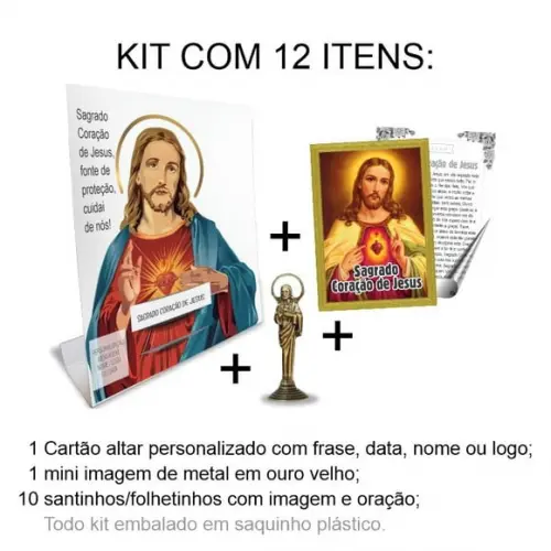 Kit Cartão Altar + Imagem da Sagrado Coração de Jesus, M1