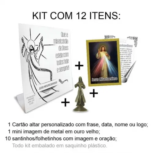 Kit Cartão Altar + Imagem de Jesus Misericordioso, M1