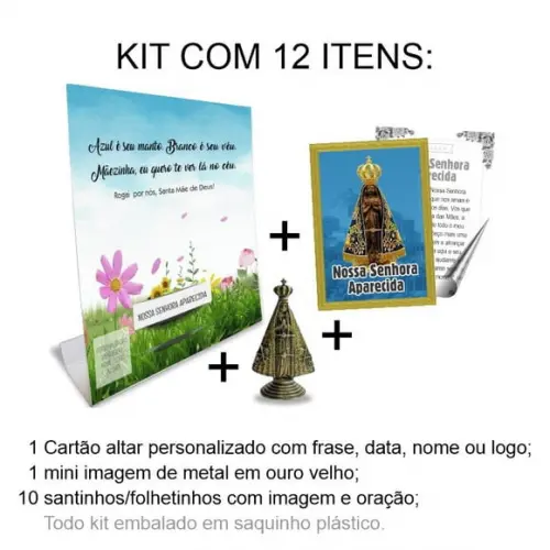 Kit Cartão Altar + Imagem de Nossa Senhora Aparecida, M2