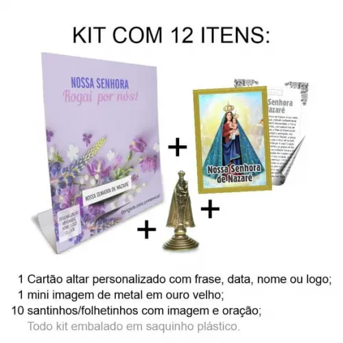 Kit Cartão Altar + Imagem de Nossa Senhora de Nazaré, M2