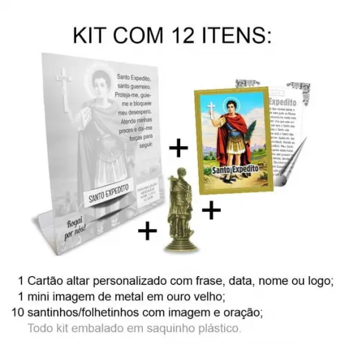 Kit Cartão Altar + Imagem de Santo Expedito, M1