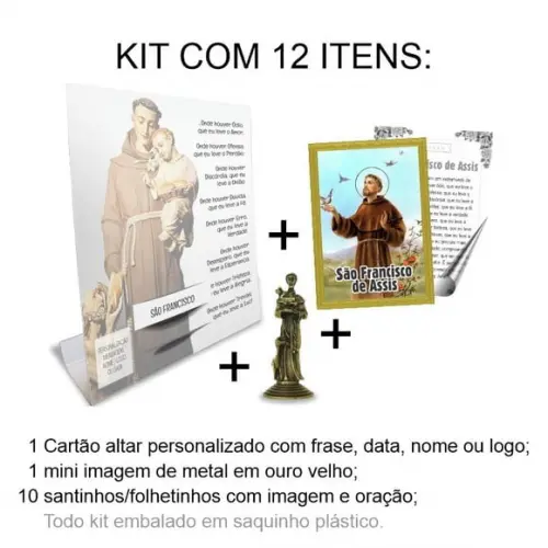 Kit Cartão Altar + Imagem de São Francisco de Assis , M2