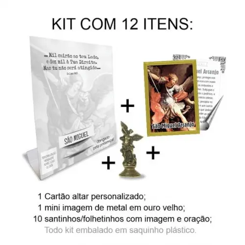 Kit Cartão Altar + Imagem de São Miguel Arcanjo, M2