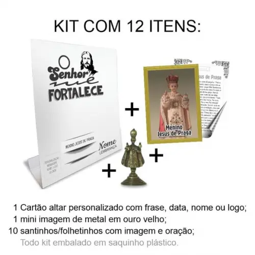 Kit Cartão Altar + Imagem do Menino Jesus de Praga, M1