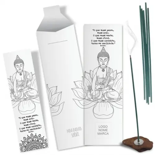 Kit Incenso Personalizado Buddha. Pacote c/ 24un