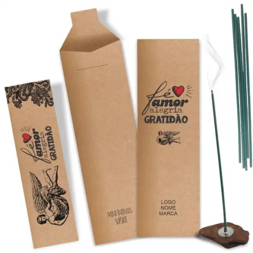Kit Incenso Personalizado Fé. Amor... Pacote c/ 24un