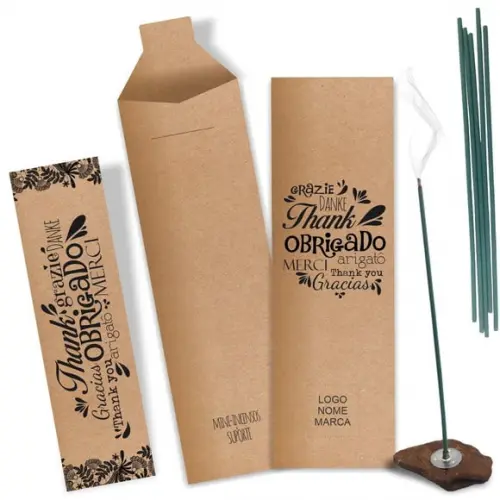 Kit Incenso Personalizado Obrigado. Pacote c/ 24un