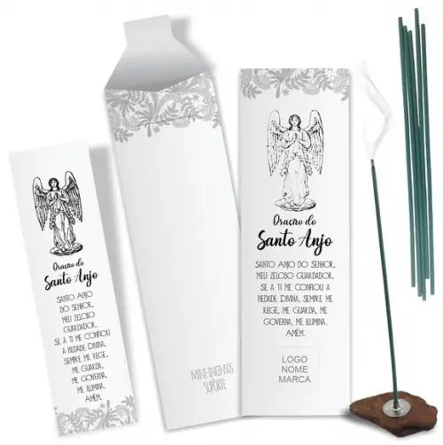 Kit Incenso Personalizado Oração Santo Anjo. Pacote c/ 24un