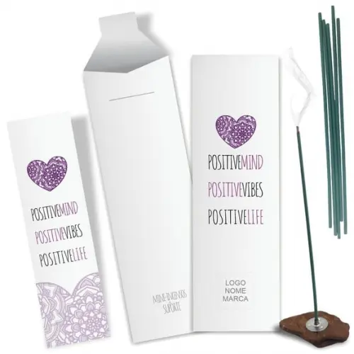 Kit Incenso Personalizado Positive. Pacote c/ 24un