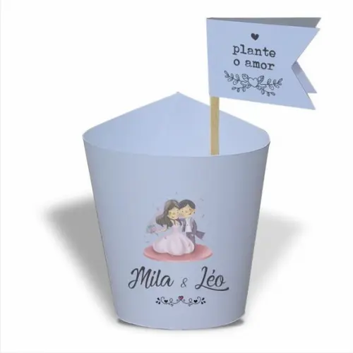 Rótulo mini suculenta + tag bandeira + palito. Casamento