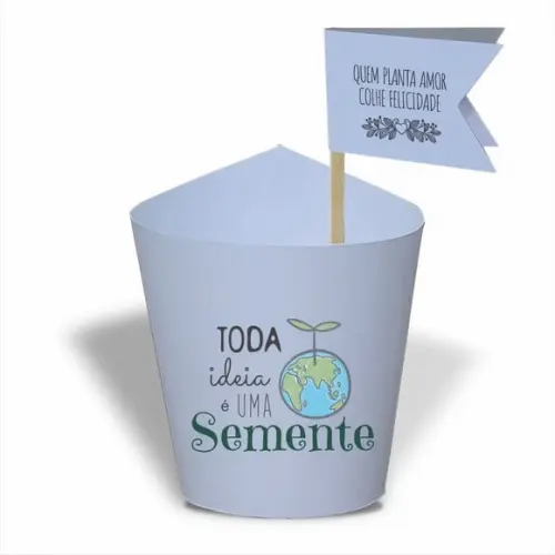 Rótulo mini suculenta + tag bandeirinha + palito. Eco