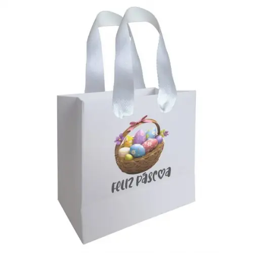 Sacolinha com Alça, Feliz Páscoa, Personalizada. Mod.02.