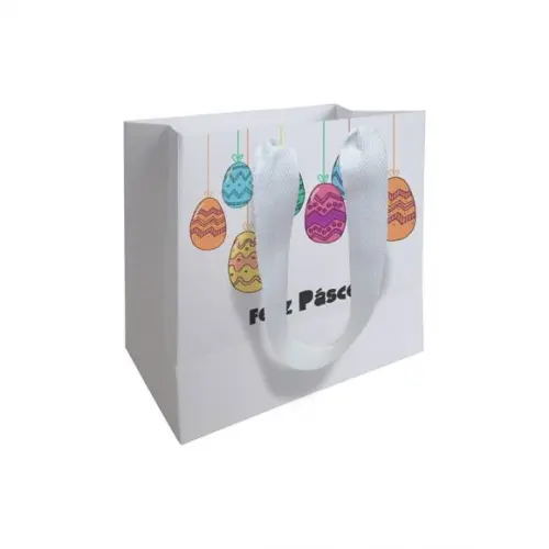 Sacolinha com Alça, Feliz Páscoa, Personalizada. Mod.01.