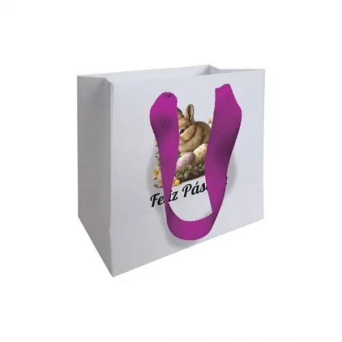 Sacolinha com Alça, Feliz Páscoa, Personalizada. Mod.04.