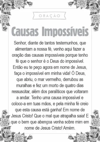 Santinho Causas Impossíveis. Pcte c/ 250 Unids