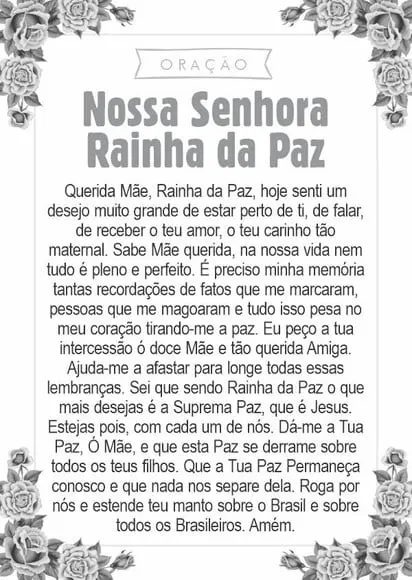Santinho Nossa Senhora Rainha da Paz. Pcte c/ 250 Unids
