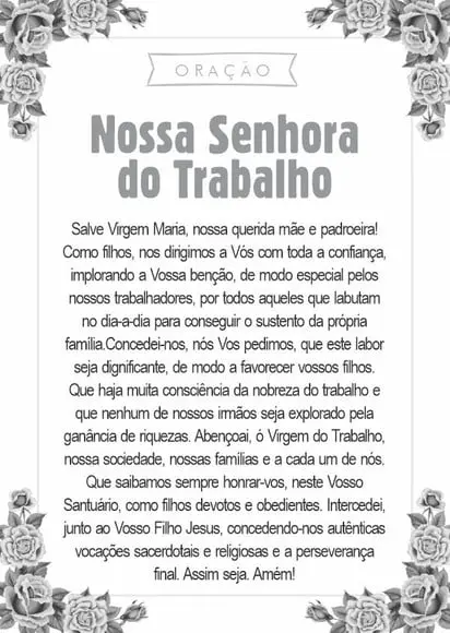 Santinho Nossa Senhora do Trabalho. Pcte c/ 250 Unids