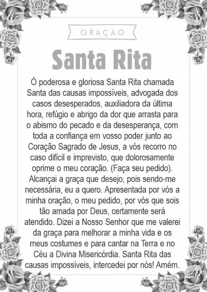 Santinho Santa Rita. Pcte c/ 250 Unids