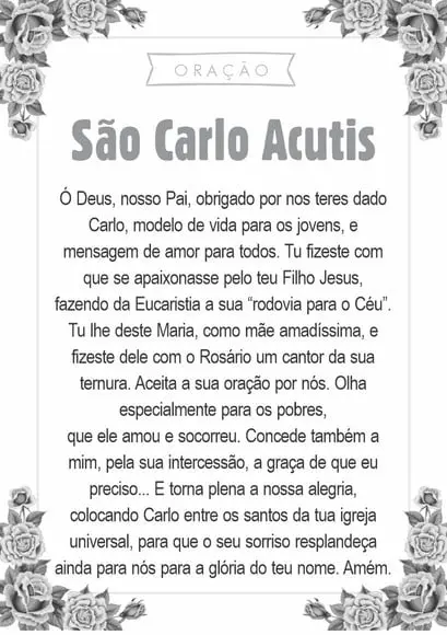 Santinho São Carlo Acutis. Pcte c/ 250 Unids