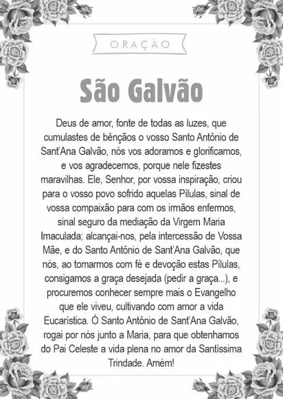 Santinho São Galvão. Pcte c/ 250 Unids