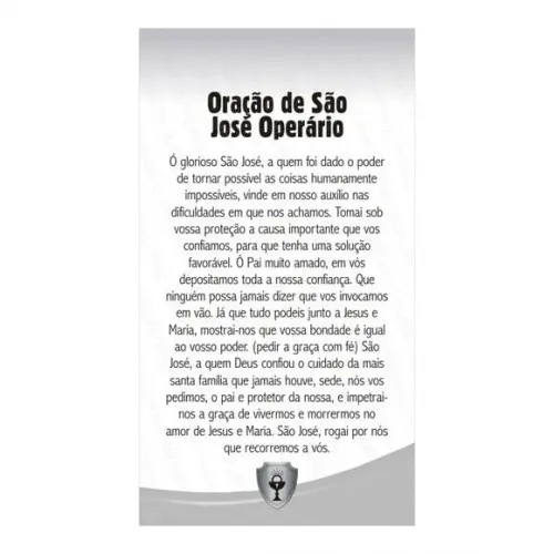 SÃO JOSÉ OPERÁRIO | CARTÃO DE BOLSO + MINI IMAGEM