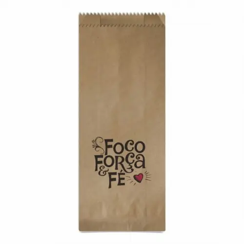 SAQUINHO KRAFT SIMPLES PERSONALIZADO - FOCO FORÇA FÉ