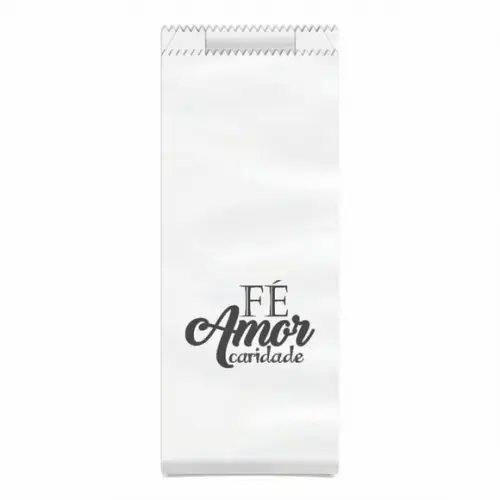 SAQUINHO KRAFT SIMPLES PERSONALIZADO - FÉ AMOR CARIDADE