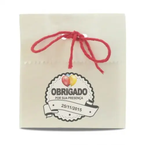 SAQUINHO PAPEL PERSONALIZADO - OBRIGADO PELA PRESENÇA