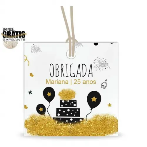 Tag aniversário quadrada